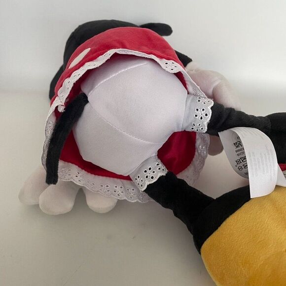 Disney Minnie Mouse Plush Doll 18" Stuffed Toy Red Velvet Lace Dress Bow Yellow - Picture 7 of 7